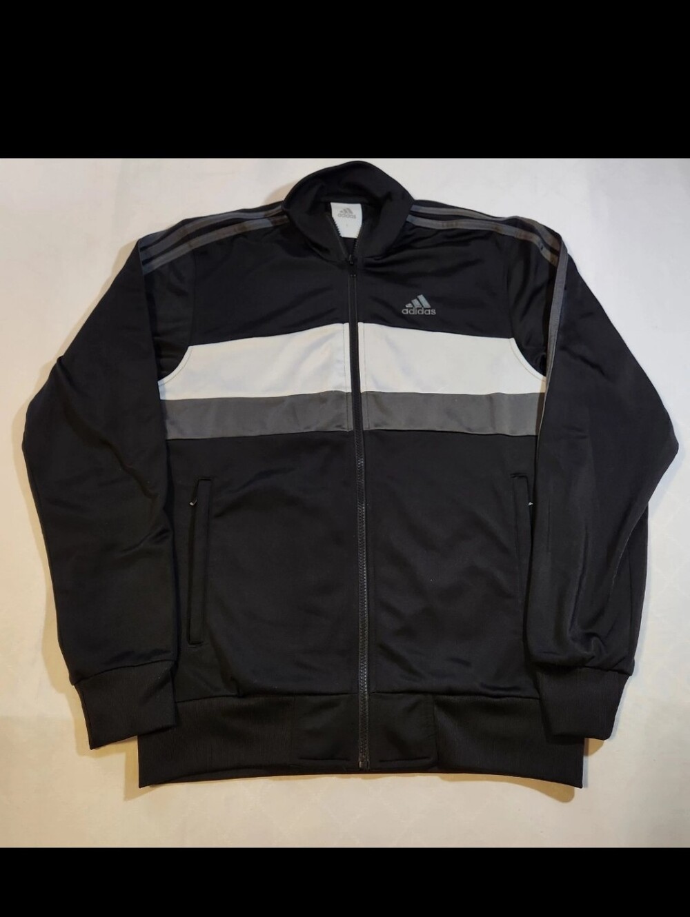Adidas Vintage 2008 Track Jacket Mens S Full Zip 3 Stripe Black Y2K Color Block